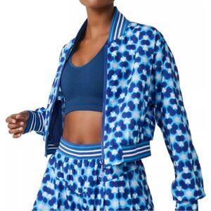 Free People Movement Women's Top Seed Printed Tennis Jacket in Blue Star Small